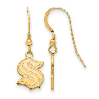Sterling Silver Gold-plated NHL LogoArt Seattle Kraken Small Dangle Earrings