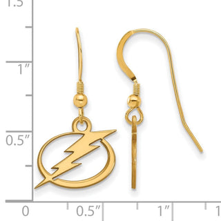 Sterling Silver Gold-plated NHL LogoArt Tampa Bay Lightning Small Dangle Wire Earrings
