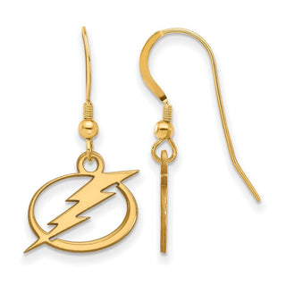 Sterling Silver Gold-plated NHL LogoArt Tampa Bay Lightning Small Dangle Wire Earrings