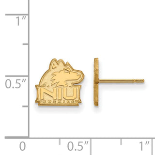 Sterling Silver Gold-plated LogoArt Northern Illinois University N-I-U Huskies Extra Small Post Earrings