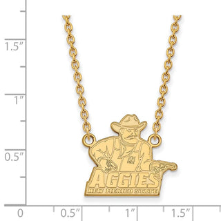 Sterling Silver Gold-plated LogoArt New Mexico State University Aggies Large Pendant 18 inch Necklace