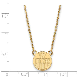 10k Gold NHL LogoArt Edmonton Oilers Small Pendant 18 inch Necklace