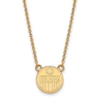 10k Gold NHL LogoArt Edmonton Oilers Small Pendant 18 inch Necklace