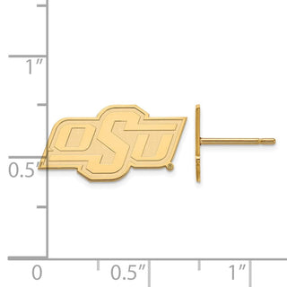 Sterling Silver Gold-plated LogoArt Oklahoma State University O-S-U Extra Small Post Earrings
