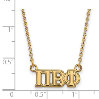 Sterling Silver Gold-plated LogoArt Pi Beta Phi Sorority Greek Letters Medium Pendant 18 inch Necklace