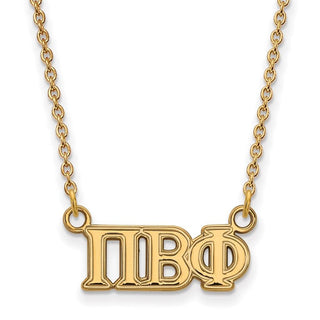 Sterling Silver Gold-plated LogoArt Pi Beta Phi Sorority Greek Letters Medium Pendant 18 inch Necklace