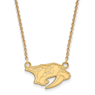 Sterling Silver Gold-plated NHL LogoArt Nashville Predators Small Pendant 18 inch Necklace
