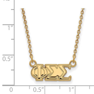 Sterling Silver Gold-plated LogoArt Phi Sigma Sigma Sorority Greek Letters Medium Pendant 18 inch Necklace