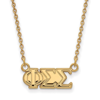 Sterling Silver Gold-plated LogoArt Phi Sigma Sigma Sorority Greek Letters Medium Pendant 18 inch Necklace