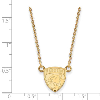 10k Gold NHL LogoArt Florida Panthers Small Pendant 18 inch Necklace
