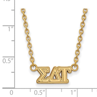 Sterling Silver Gold-plated LogoArt Sigma Delta Tau Sorority Greek Letters Medium Pendant 18 inch Necklace