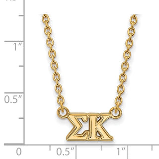 Sterling Silver Gold-plated LogoArt Sigma Kappa Sorority Greek Letters Medium Pendant 18 inch Necklace
