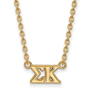 Sterling Silver Gold-plated LogoArt Sigma Kappa Sorority Greek Letters Medium Pendant 18 inch Necklace