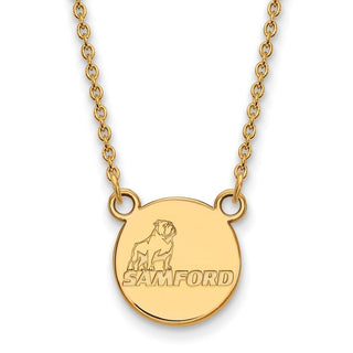 10k Gold LogoArt Samford University Small Disc Pendant 18 inch Necklace
