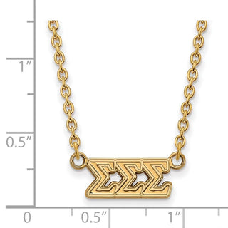 Sterling Silver Gold-plated LogoArt Sigma Sigma Sigma Sorority Greek Letters Medium Pendant 18 inch Necklace