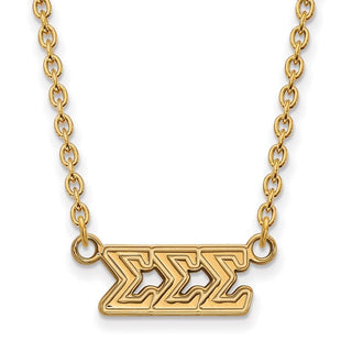 Sterling Silver Gold-plated LogoArt Sigma Sigma Sigma Sorority Greek Letters Medium Pendant 18 inch Necklace