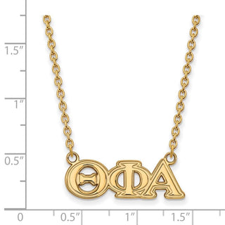 Sterling Silver Gold-plated LogoArt Theta Phi Alpha Sorority Greek Letters Medium Pendant 18 inch Necklace