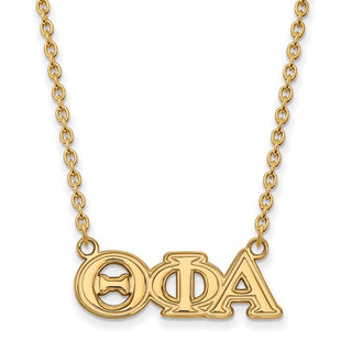 Sterling Silver Gold-plated LogoArt Theta Phi Alpha Sorority Greek Letters Medium Pendant 18 inch Necklace