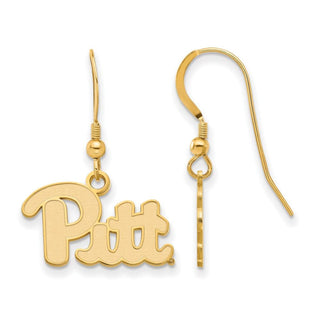 Sterling Silver Gold-plated LogoArt University of Pittsburgh Small Dangle Wire Earrings