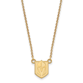 Sterling Silver Gold-plated NHL LogoArt NHL Vegas Golden Knights Small Pendant 18 inch Necklace
