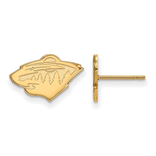 Sterling Silver Gold-plated NHL LogoArt Minnesota Wild Extra Small Post Earrings