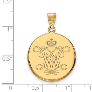 10k Gold LogoArt College of William and Mary Large Disc Pendant