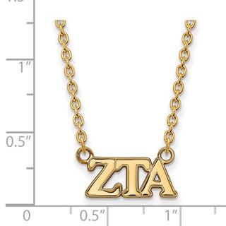 Sterling Silver Gold-plated LogoArt Zeta Tau Alpha Sorority Greek Letters Medium Pendant 18 inch Necklace
