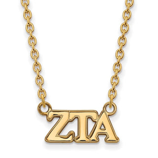 Sterling Silver Gold-plated LogoArt Zeta Tau Alpha Sorority Greek Letters Medium Pendant 18 inch Necklace