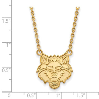 10k Gold LogoArt Arkansas State University Wolf Large Pendant 18 inch Necklace