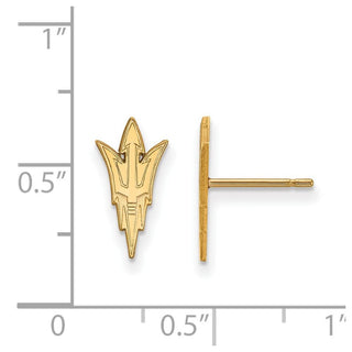 Sterling Silver Gold-plated LogoArt Arizona State University Pitchfork Small Post Earrings
