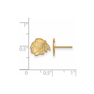 Sterling Silver Gold-plated NHL LogoArt Chicago Blackhawks Extra Small Post Earrings