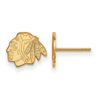 14k Gold NHL LogoArt Chicago Blackhawks Extra Small Post Earrings