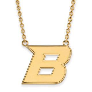 14k Gold LogoArt Boise State University Letter B Large Pendant 18 inch Necklace
