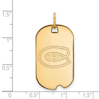 Sterling Silver Gold-plated NHL LogoArt Montreal Canadiens Small Dog Tag Pendant