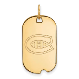 Sterling Silver Gold-plated NHL LogoArt Montreal Canadiens Small Dog Tag Pendant