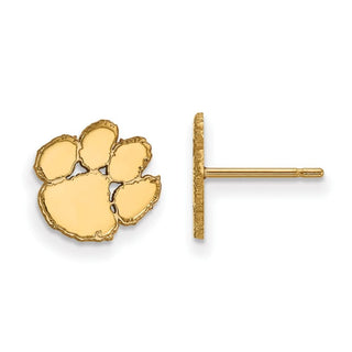 Sterling Silver Gold-plated LogoArt Clemson University Tiger Paw Extra Small Post Earrings