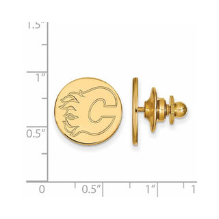 Sterling Silver Gold-plated NHL LogoArt Calgary Flames Lapel Pin