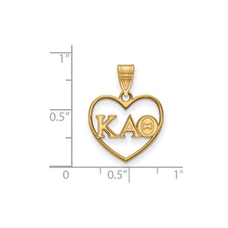 Sterling Silver Gold-plated LogoArt Kappa Alpha Theta Sorority Greek Letters Heart Pendant