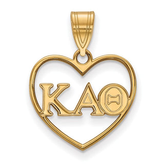 Sterling Silver Gold-plated LogoArt Kappa Alpha Theta Sorority Greek Letters Heart Pendant