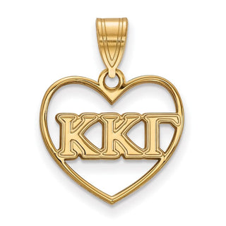Sterling Silver Gold-plated LogoArt Kappa Kappa Gamma Sorority Greek Letters Heart Pendant