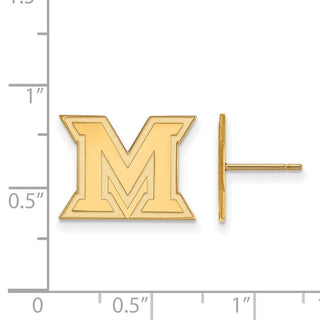 Sterling Silver Gold-plated LogoArt Miami University Ohio Letter M Small Post Earrings
