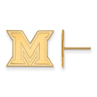 Sterling Silver Gold-plated LogoArt Miami University Ohio Letter M Small Post Earrings