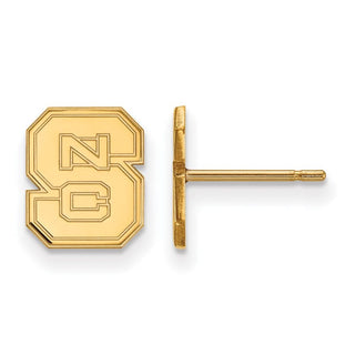 14k Gold LogoArt North Carolina State University N-C-S Extra Small Post Earrings