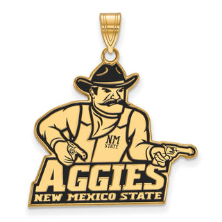 Sterling Silver Gold-plated LogoArt New Mexico State University Aggies Extra Large Enameled Pendant