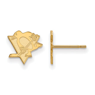 Sterling Silver Gold-plated NHL LogoArt Pittsburgh Penguins Extra Small Post Earrings