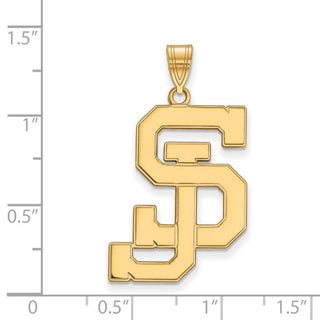 Sterling Silver Gold-plated LogoArt San Jose State University S-J Extra Large Pendant