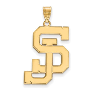Sterling Silver Gold-plated LogoArt San Jose State University S-J Extra Large Pendant