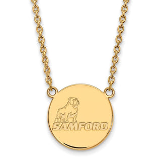10k Gold LogoArt Samford University Large Disc Pendant 18 inch Necklace