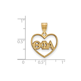 Sterling Silver Gold-plated LogoArt Theta Phi Alpha Sorority Greek Letters Heart Pendant