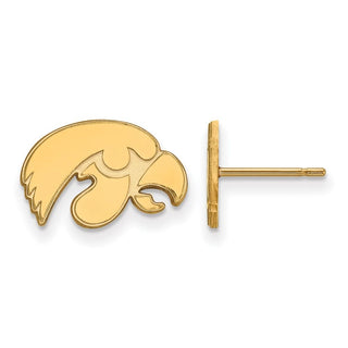 Sterling Silver Gold-plated LogoArt University of Iowa Hawk Extra Small Post Earrings